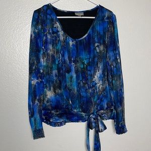 Roz & Ali Blouse Large Blue \ Black